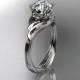 14kt  white gold diamond flower, leaf and vine  wedding ring,engagement ring ADLR240