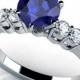 Blue Sapphire Engagement Ring 14k White Gold with Diamonds September Birthstone