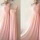Light Pink Bridesmaid Dress,Long Chiffon Prom Dress,Pregnant Bridesmaid Dress,Blush Pink Junior Bridesmaid Dress,Mismatch Bridesmaid Dress