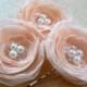 Peach wedding bridal flower hair accessory (set of 3), bridal hairpiece, bridal hair flower, wedding hair accessories, bridal head piece