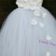 Handmade white flower girl dress/ Junior bridesmaids dress/ White Flower Girl/ Flower girl pixie tutu dress/ Rhinestone tulle dress