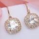 Rose Gold Bridal Earrings, Crystal Wedding Earings, Bridal Jewellery CZ Dangle Earrings