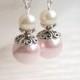 Blush Pink Bridesmaid Jewelry Gift Earrings Bridesmaid Jewelry Flower Girl Earrings Jewelry Ivory Blush Pearl Jewelry Pink Wedding