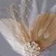 Bridal Hair Piece Wedding Accessory Ivory Champagne Peacock Feather Head Piece headpiece Fascinator