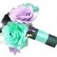 Lavender and Tiffany blue bridal bouquet, Purple Wedding bouquet, Bridesmaid bouquet, Paper Bouquet, Toss bouquet, Fake flower bouquet