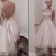 Pink Short House of Mooshki Weddding Dresses Long Sleeve Illusion 2015 Sheer Sash Knee Length Tulle Wedding Ball Gown Bridal Gowns Backless Online with $90.31/Piece on Hjklp88's Store 