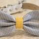 Gray and Yellow Dog Bow Tie,Gray Polka dots, Pet Accessory, Birthday Gift, Dog Lovers, Pet wedding accessory