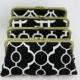 Black and White Wedding Clutches / Black Bridesmaids Clutches / Design Your Own for Wedding Party Gift - Set of 4