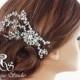 Wedding hair piece bridal comb with leaf crystal spray, crystal bridal hair comb accessory, rhinestone hair vine 5132