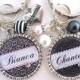 BRIDESMAID Gift PERSONALIZED Keychain Black Damask, Bridal Party Gift, Maid of Honor Gift Necklace Bridal Jewelry Flower Girl  BLACK Wedding