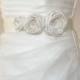 Handcrafted Fabric  Flowers Wedding Dress Ivory  Bridal Sash/Belt