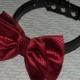 Dark Red Bow Tie and White or Black Rhinestone Dog Collar for Wedding