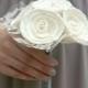 Lace Collection - Mini Wedding Bouquet - Toss Bouquet, Jr Bridesmaid - Ivory, Sola Wood Rose - Dyeable, Custom Flowers, Alternative Bouquet
