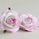 50mm White Paper Roses with Pink Edges (2psc) - Ombre mulberry paper flowers with wire stems - Great for wedding bouquet [519]