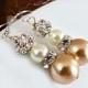 Campagne Pearl Wedding Earrings, Art Deco Rhinestone Bridal Earrings, Crystal Pearl Dangle Earrings, Wedding Jewellery