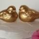 Gold Wedding Cake Topper Gold  Vintage Birds Gold Home Decor Ceramic In Stock in Gold