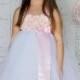 White Tulle Skirt Light Pink Shabby Chic Flower Girl Dress Vintage Inspired Tutu