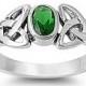 0.75 CT Bezel Set Oval Cut Emerald Green Celtic Design Twisted Knot Solid 925 Sterling Silver Solitaire Wedding Engagement Ring May Gift