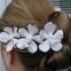 Wedding hair accessories White orchid bobby pins set of 4 Bridal hair flowers