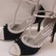 Black Wedding Shoes 3 inches white frilly edging