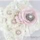 Wedding Handmade Jeweled Ring Pillow Custom Bridal Bearer Brooch Flower Pillow in Ivory and Blush Pink