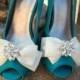 Wedding Shoe Clips -  Satin Bows - MANY COLORS AVAILABLE womens shoe clips wedding shoes clip Rhinestone Brooch