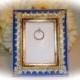 Blue and Gold Engagement & Wedding Ring Picture Frame Ring Holder--2.5 x 3.5"