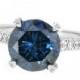 3.91ct Round Brilliant Fancy Blue Diamond Engagement Ring 18k White Gold