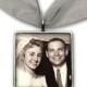 Wedding Bouquet Photo Charm  Wedding Accessories Silver Pewter - Square 1" x 1"
