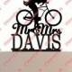 Custom Wedding Cake Topper Mr and Mrs a bicycle silhouette Personalized with your last name, choice of color and a FREE base for display