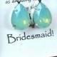 Mint Opal silver Drop Earrings Sea Foam Earrings Bridesmaid Jewelry Wedding,Bridal Wedding Dangle Earrings Bridal Jewelry  Bridesmaid Gift