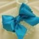 Turquoise Blue Bow Dog Collar for Wedding Rhinestone Buckle