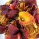 Wedding bouquet autumn fall bridal bouquet real touch orchids calla lilies red orange brown