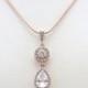 Rose Gold Necklace Wedding Necklace Clear Cubic Zirconia Teardrop pendant Bridal Necklace Bridal Jewelry Wedding Jewelry