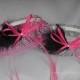 Wedding Garter Set in Hot Pink and Zebra Print with Swarovski Crystals and Marabou Feathers