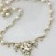 Gold Bridal Necklace Pearl Pendant Wedding Necklace Swarovski Crystals Vintage Wedding Jewelry Filigree Necklace PARIS CLASSIC