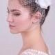 Bridal veil with silk roses, wedding headpiece, bridal birdcage, wedding flowers