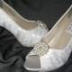 Wedding Shoes Ivory or White Bridal Shoes with Lace and Crystals and Pearls