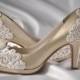 Wedding Shoes - Custom 120 Color Choices- PBT-0826A Vintage Wedding Lace Peep Toe 2 3/4" Heels, Women's Bridal Shoes