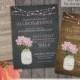 Mason Jar Wedding Invitations with a Mason Jar Filled with Pink Hydrangeas - Country Wedding Invitations 