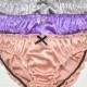 Lavender,Lilac and pink Silk Lingerie Knicker Pantie pack, a set of 3 luxurious scrunchie knickers, silk sleepwear