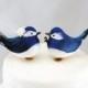 SALE! Blue Chickadee Love Bird Cake Topper: Rustic Bride and Groom Wedding Cake Topper