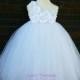 Flower girl dress/ Junior bridesmaids dress/ White Flower Girl/ Flower girl pixie tutu dress/ Rhinestone tulle dress