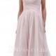 Strapless Blush Tea Length A-line Sweetheart Bridesmaid Dress