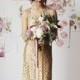 Modern Floral Print And Gold Sequin Bridals