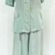 vintage silk pajamas - 1930s Miss Swank mint lingerie pajamas w/ white piping