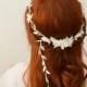 Circlet, white flower crown, floral head wreath, wedding hair accessories - dove song
