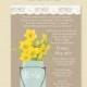 REHEARSAL Dinner Invite - Spring Daffodils Mason Jar Rehearsal Dinner Invitation