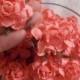 25 Pcs. (Size 1.5") Handmade Mulberry Paper Craft flower, Paper flower, Decoration, Wedding,  Roses, Coral Color.