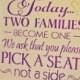 XL LARGE Wedding Sign 18" Today Two Families Become One Pick a Seat not a side  custom made wood sign seating plan dark purple gold white